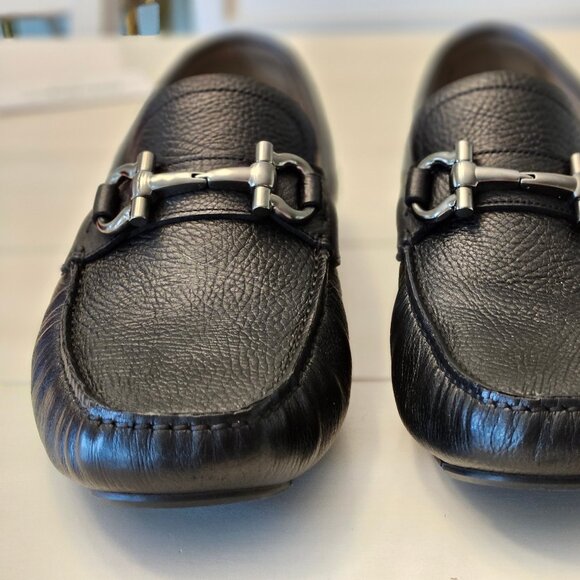 Ferragamo Black Leather Driver with Gancini Ornament Size 10 EE (10.5 to 11US) - Picture 6 of 16
